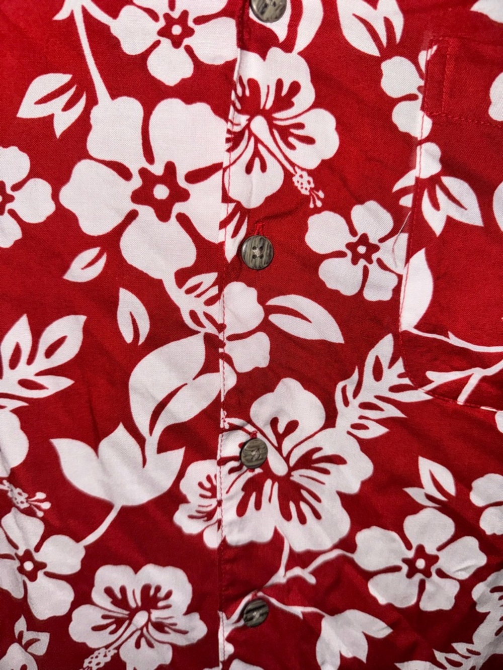 George Men’s Hawaiian Shirt L NWT Red White Hibiscus Floral Rayon Aloha Camp Top - Picture 8 of 11